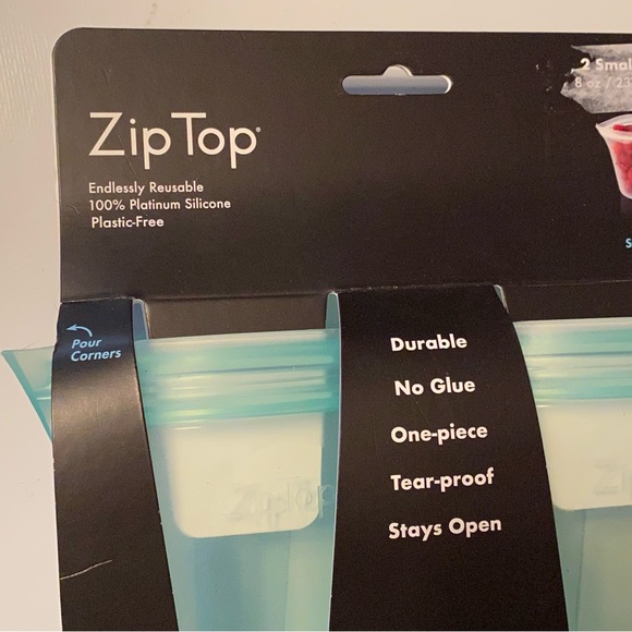 Zip Top Reusable Platinum Silicone Containers 2 Cup set Small 8oz Each New. - Picture 2 of 4